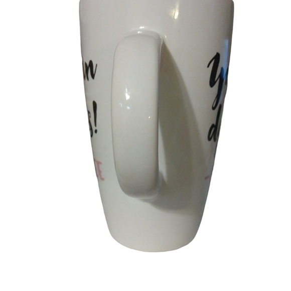 Motivational Large Mug:"You Can Do This Coffee" 6" White w. Black/Pink Lettering - Picture 7 of 8